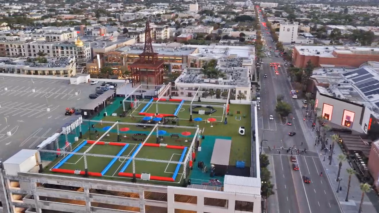 Aerial view of Skyline Pitch rooftop venue